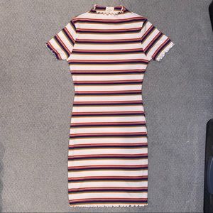 Form-Fitting Striped Mock Neck Mini Dress